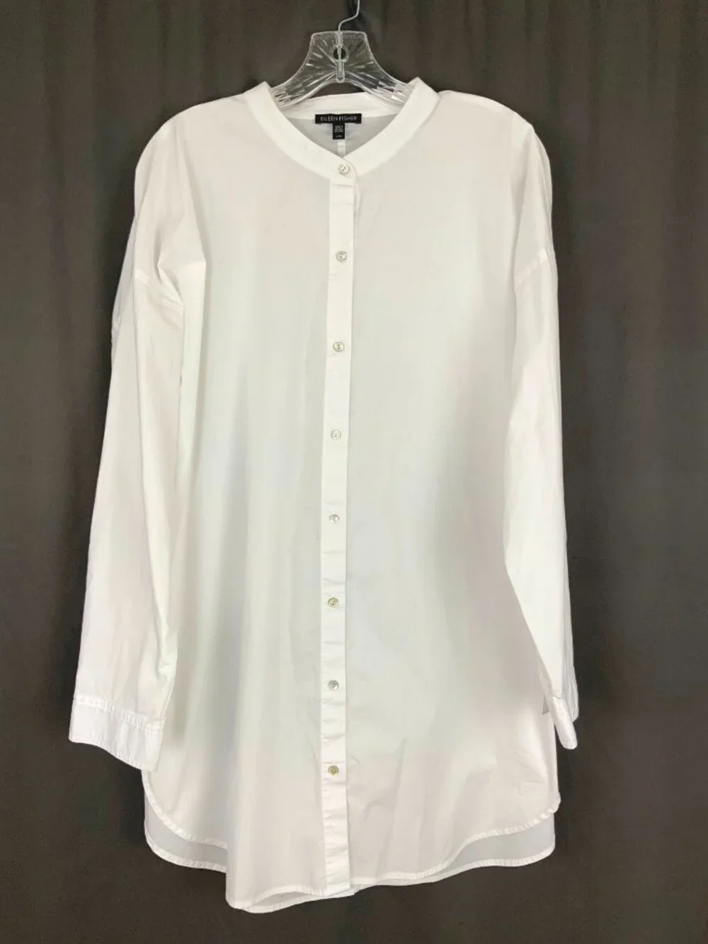 Eileen Fisher White Poplin Long Sleeve Tunic Shirt Button Up Sz L - Picture 13 of 16